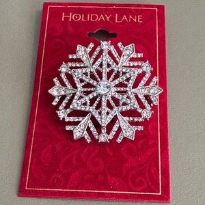 Holiday Lane Silver Snowflake Brooch